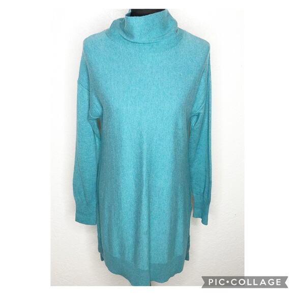 Soft Surroundings turquoise teal blue wool cashmere sweater tunic size Small - Picture 1 of 14